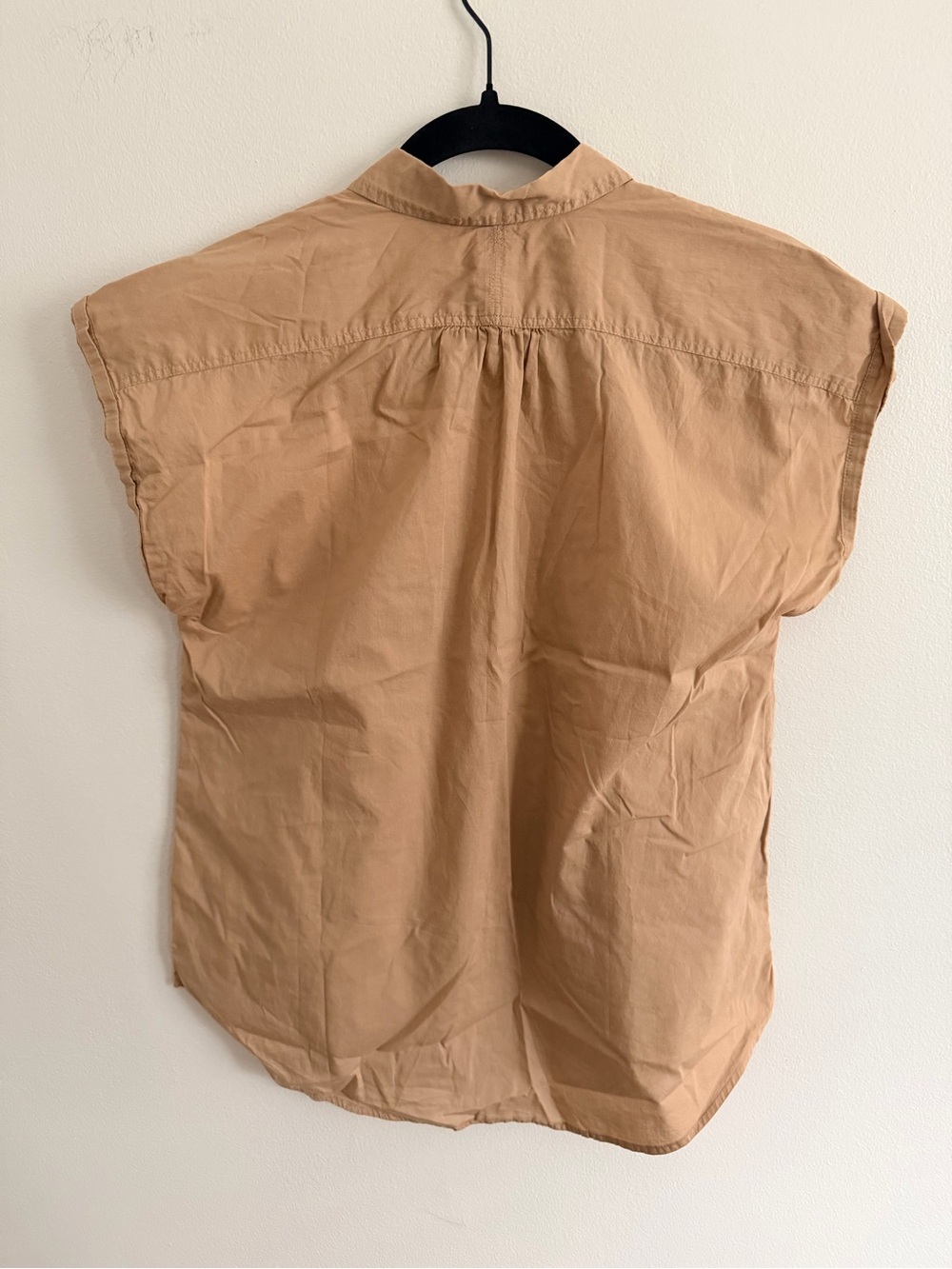 J. Crew Women's Light Tan Short-Sleeve Button Half-Placket Top - Picture 3 of 3